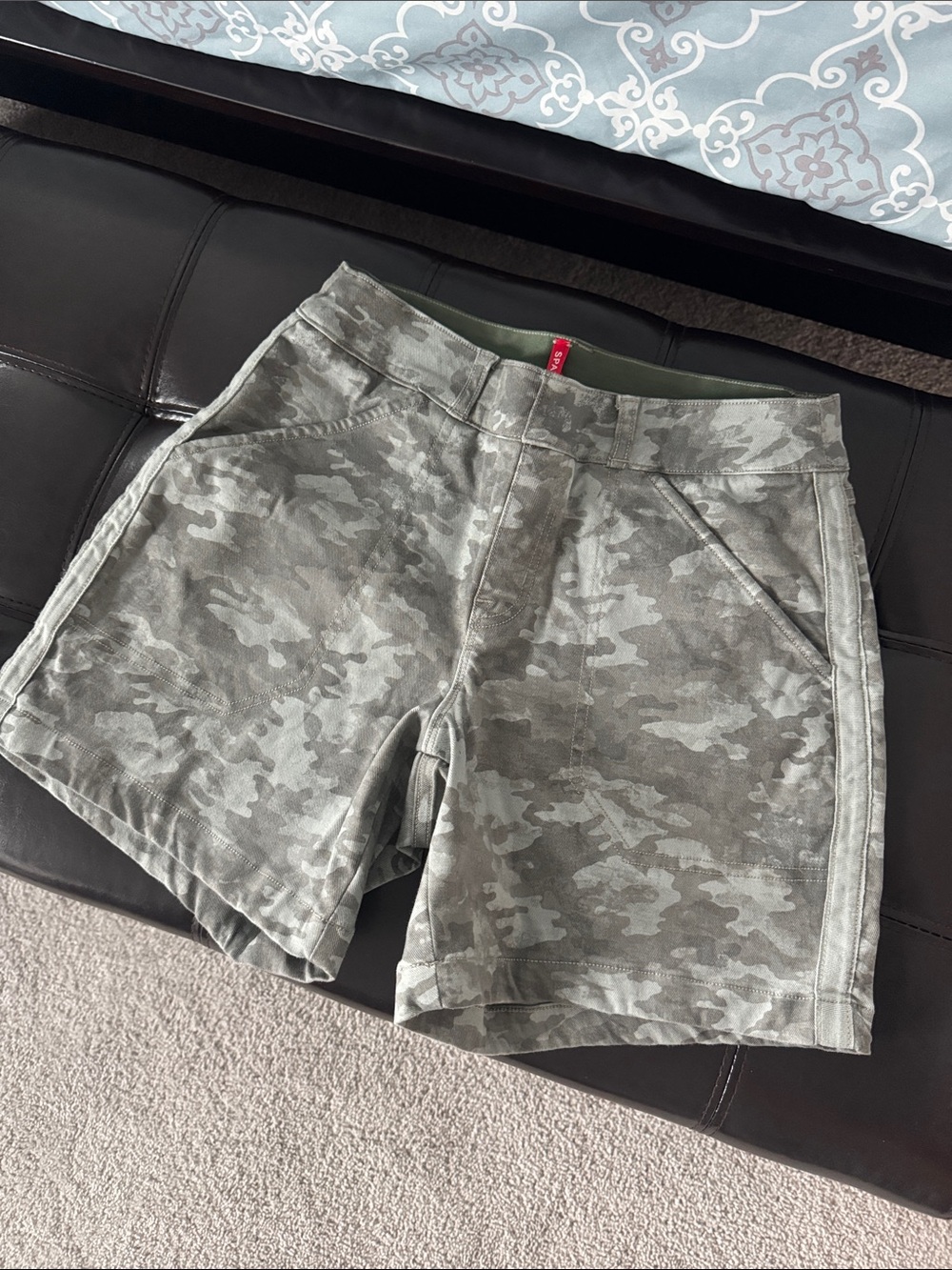 SPANX Camouflage Utility Bermuda Shorts - Olive Green
